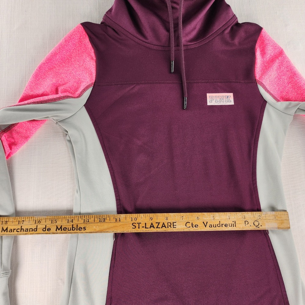 PINK Victoria's Secret Pullover Womens XS Burgundy Pink Colorblock Polyester - Picture 8 of 11